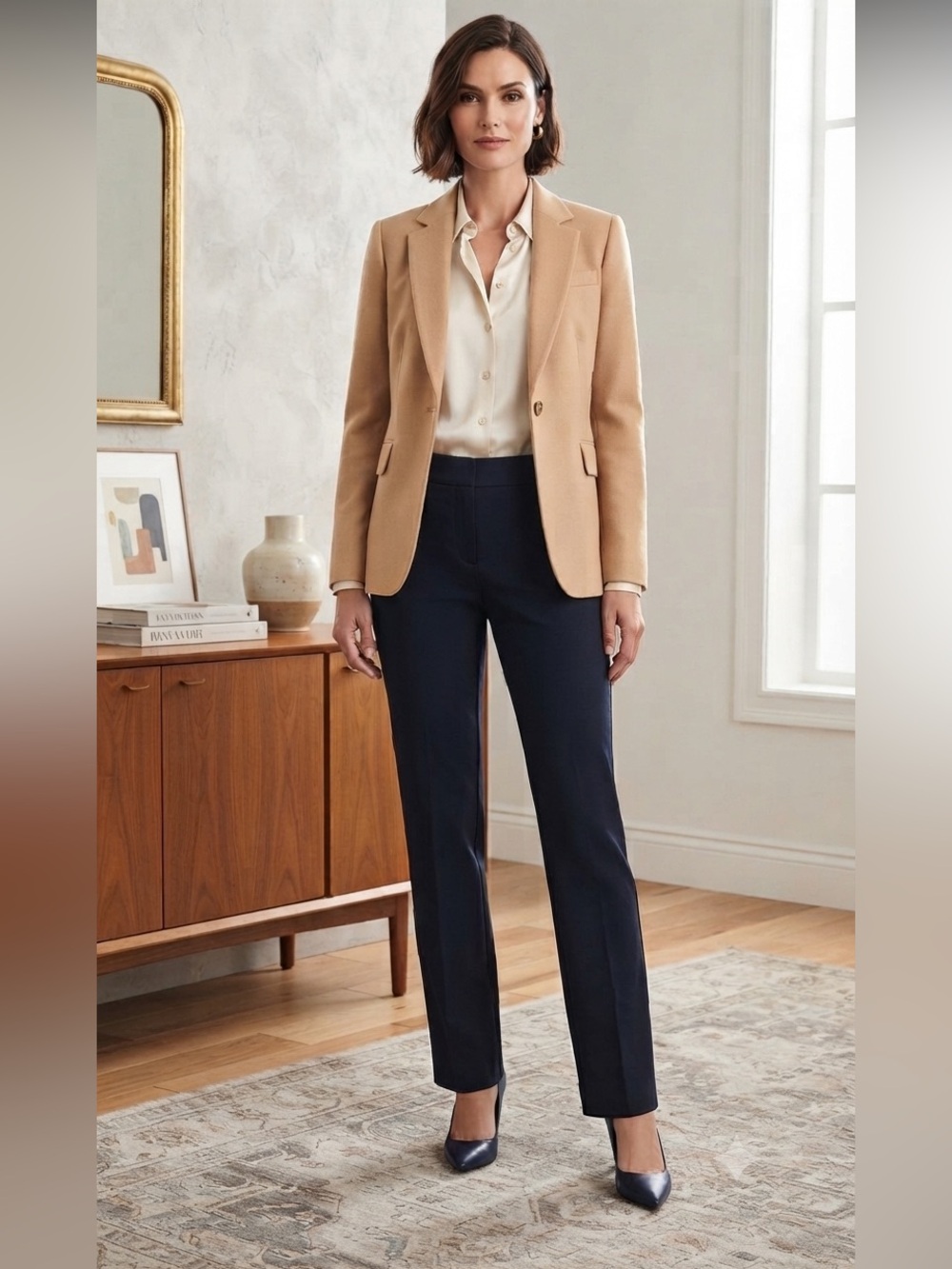 Carolina Belle Black Straight-Leg Dress Trousers